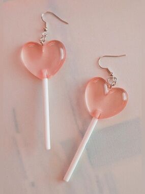Heart lollipop earrings